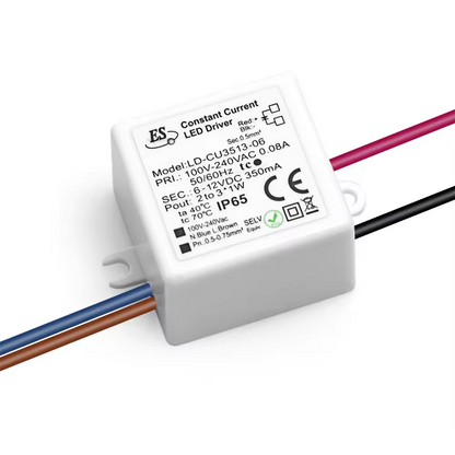 LD-CU3513-06 ES Constant Current LED Driver AC-DC 100-240VAC 0.08A 6-12VDC 3.6W 350mA IP65