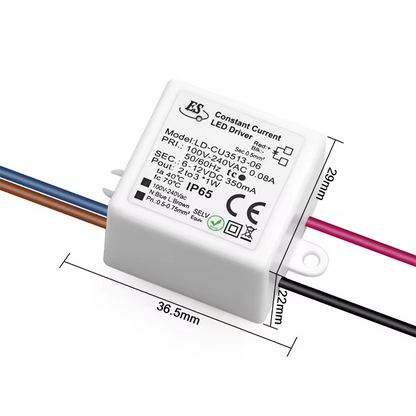 LD-CU3513-06 ES Constant Current LED Driver AC-DC 100-240VAC 0.08A 6-12VDC 3.6W 350mA IP65