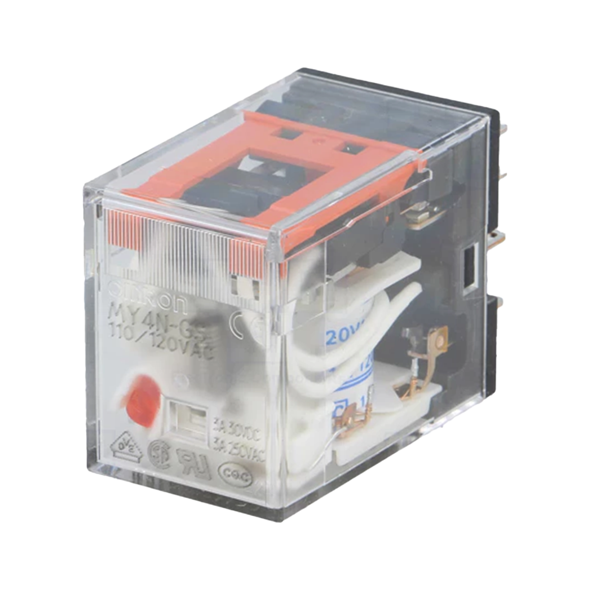 Omron MY4N-GS Miniature Plug in Power Relay 3A 220/240VAC 4 Pole with LED Indicator 4PDT