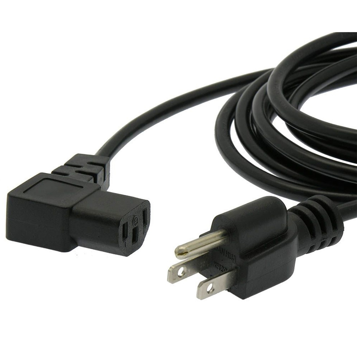 Power Cord NEMA 5 15P To Angled C13 1.5m 10A 125V Replacement Monitor PC Cable NEMA 5-15P 1.5 meters