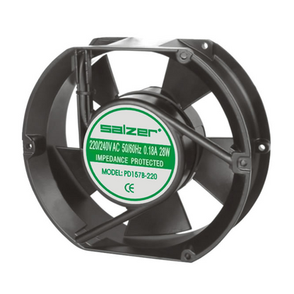 Salzer PD157B-220 Cooling Fan 172x150x51mm 220-240VAC 0.18A 28W Axial Ventilation Exhaust Aluminum