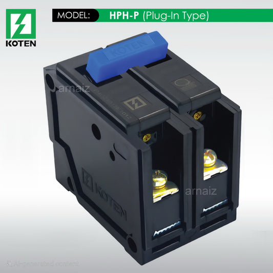 Koten HPH-P Plug-In MCCB Molded Case Circuit Breaker Plug In 2P 15 20 30 40 50 60 70 100 Ampere