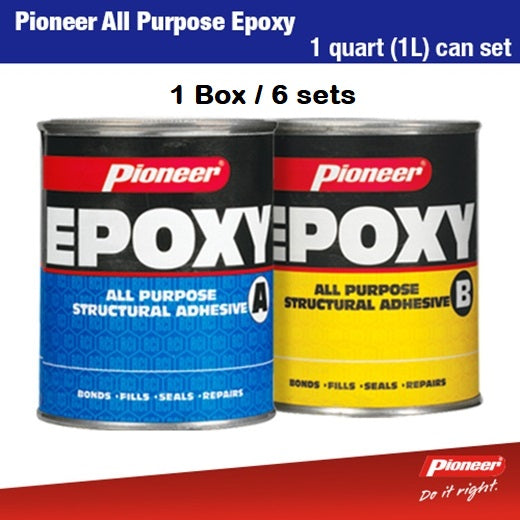 Pioneer All Purpose Epoxy Cans 1.5kg + 1.3kg 1 Quart Set x 6