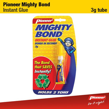 Pioneer Mighty Bond 3g Instant Glue Flag Type Super Adhesive Bonds in Seconds Extremely Fast Drying