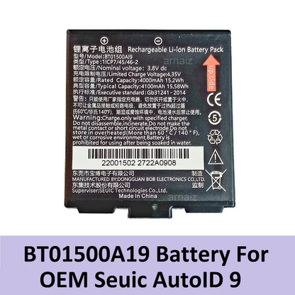 BT01500A19 Battery For OEM Seuic AutoID 9 4000mAh  Barcode Scanner Reader Data Collector PDA Battery