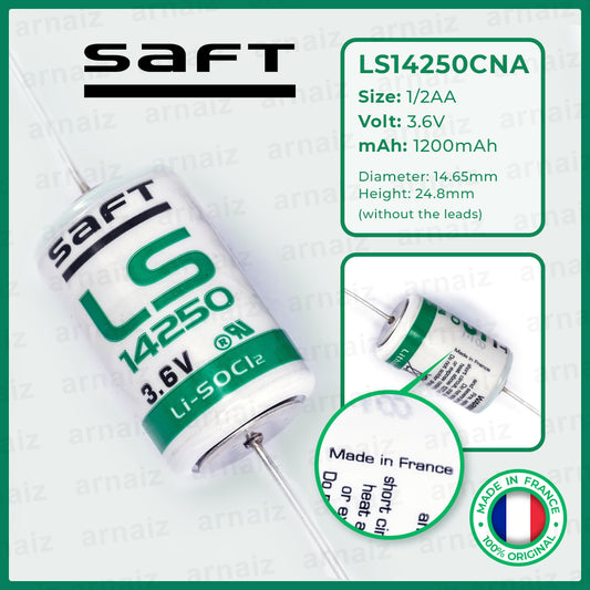 Saft LS14250CNA 3.6V 1/2AA LiSOCL2 with Axial Wires LS14250-CNA - non Rechargeable