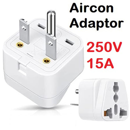 Adapter for Aircon Power Outlet Plug 1pc Nema 6-15P US Travel Adapter Universal Socket 3 Prong WHITE