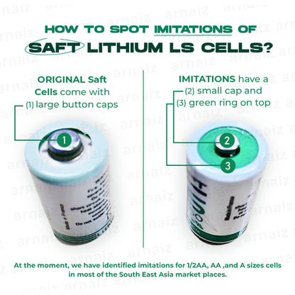 Saft LS14250CNA 3.6V 1/2AA LiSOCL2 with Axial Wires LS14250-CNA - non Rechargeable