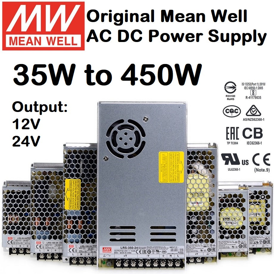 Meanwell Power Supply (35W to 450W) AC to DC 5V 12V 24V Mean Well AC DC Switching Power Supply