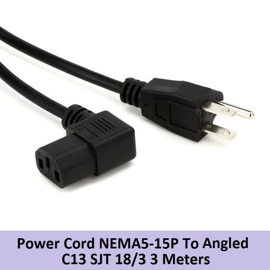 Power Cord NEMA 5 15P To C13 Angled NEMA 5-15P 3m Replacement Monitor PC Power Cable 3 meters