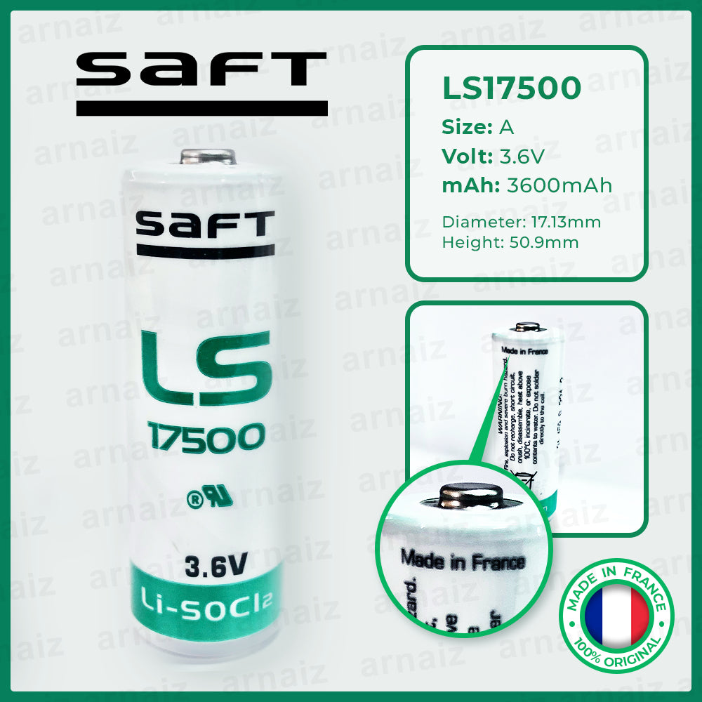 Saft LS17500 3.6v size A Lithium Battery - non Rechargeable