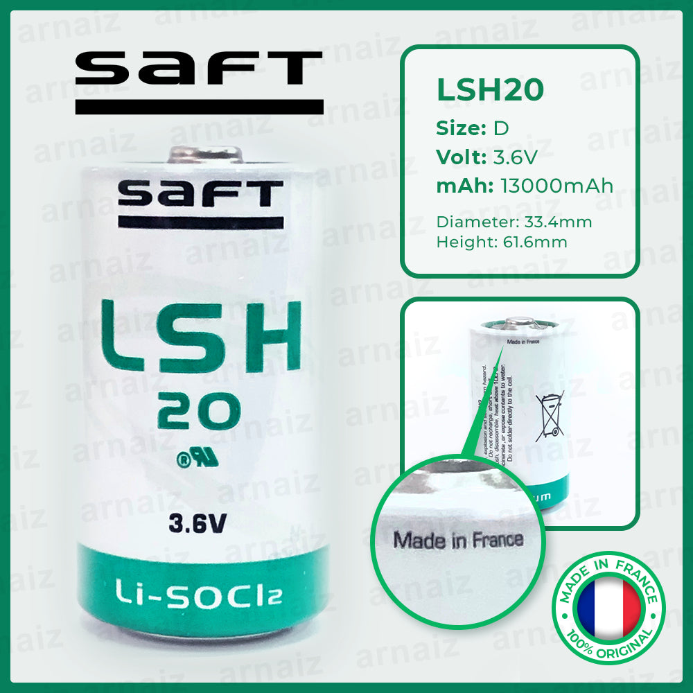 Saft LSH20 3.6v size D Lithium Battery - non Rechargeable