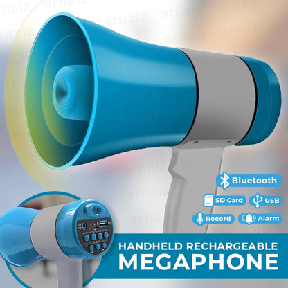 Handheld Rechargeable Megaphone Portable 20Watts Bluetooth, Talk ,Siren, Whistle, Voice Recording