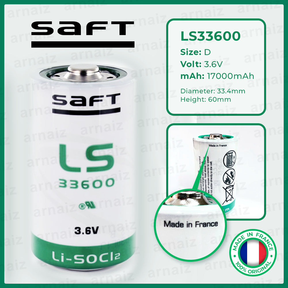 Saft LS33600 3.6v size D Lithium Battery - non Rechargeable