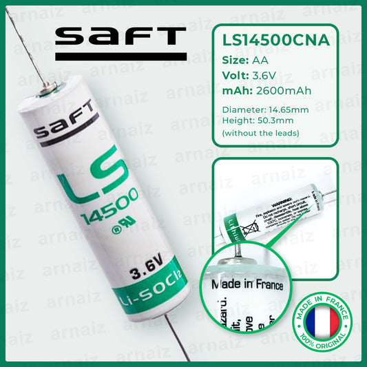 Saft LS14500CNA 3.6V AA LiSOCL2 with Axial Wires LS14500-CNA - non Rechargeable