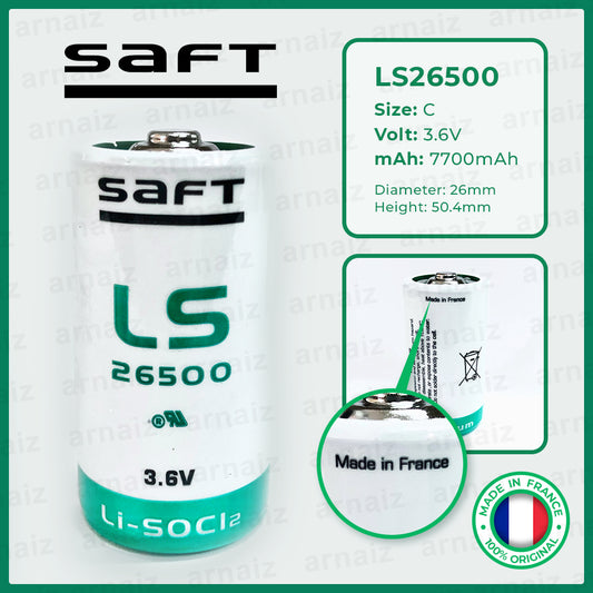 Saft LS26500 3.6v size C Lithium Battery - non Rechargeable