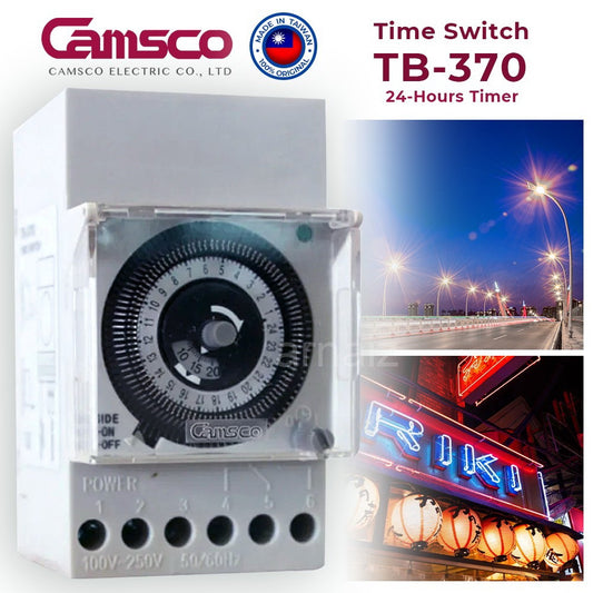 Camsco Timer Switch TB370 Time Switch TB-370 24-Hours Timer 24 Hour