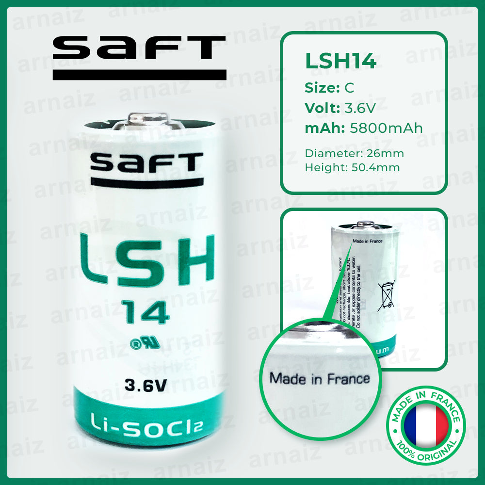 SAFT LSH14 BATTERY C Primary lithium-thionyl chloride 3.6v 5800mah