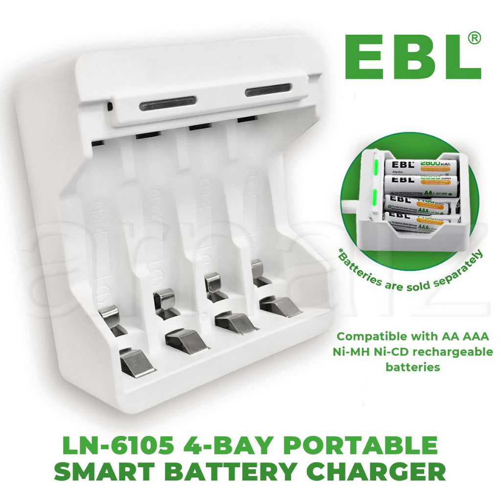 EBL LN-6105 4 Bay Portable Smart USB Battery Charger With Fast Charging For AA AAA Batteries NQ005