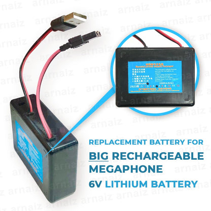 Replacement Battery for BIG Rechargeable Megaphone 6 Volts Dedicated Power Supply Lithium Battery