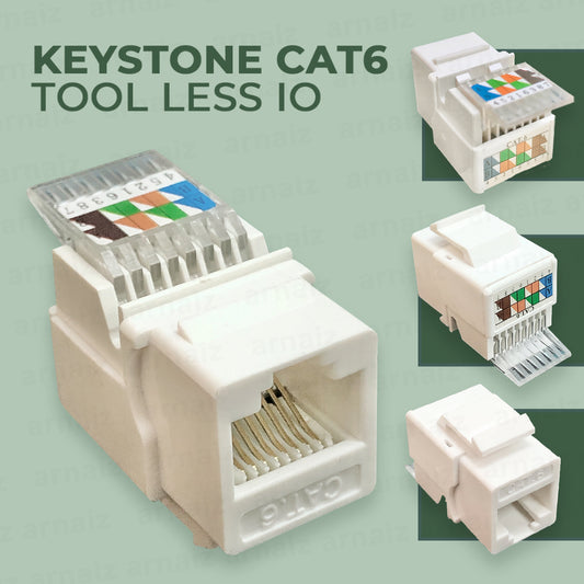 CAT6  IO Keystone Jack RJ45 Tool Less type Unshielded UTP Network Jack Connector Information Outlet