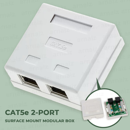 Cat5e 2 Port Modular Box Surface Mount with Adhesive cat 5e RJ45-8P8C Double Port Information Outlet