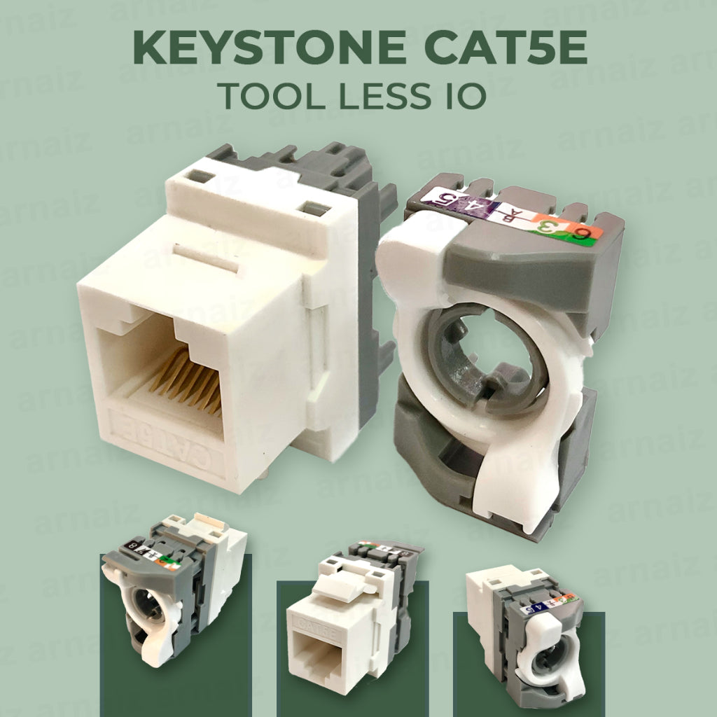 CAT5E IO Keystone Tool Less Tool Free Jack Connector Module RJ45 UTP M ...