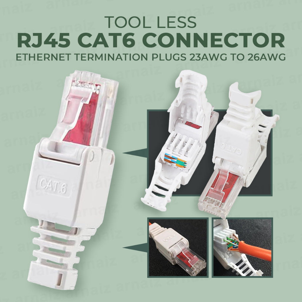 RJ45 Network Plug CAT 6 UTP Unshielded Tool Free Tool less Modular Con ...