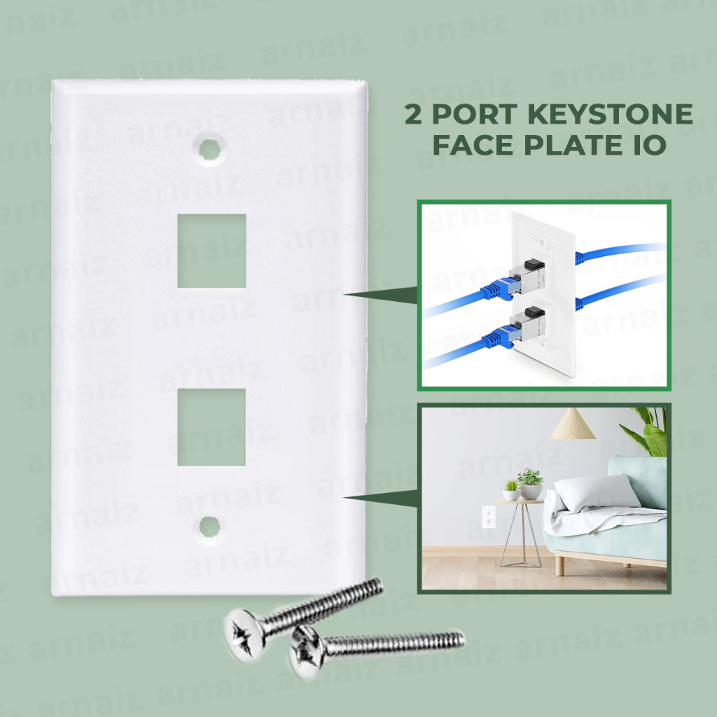 Faceplate Double Port IO Keystone Face Plate 2 Port ABS Wall Plate For Rj45 White Information Outlet