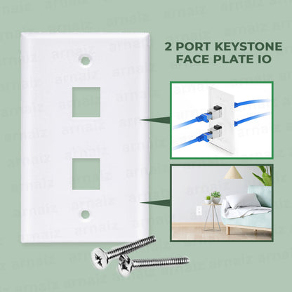 Faceplate Double Port IO Keystone Face Plate 2 Port ABS Wall Plate For Rj45 White Information Outlet