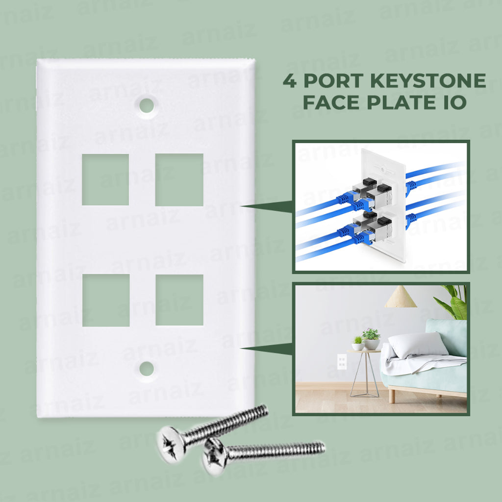 Faceplate 4 Port IO Keystone Face Plate 4 Port ABS Wall Plate For Rj45 White Information Outlet