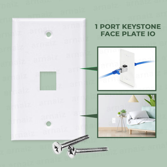 Faceplate Single Port IO Keystone Face Plate 1 Port ABS Wall Plate For Rj45 White Information Outlet