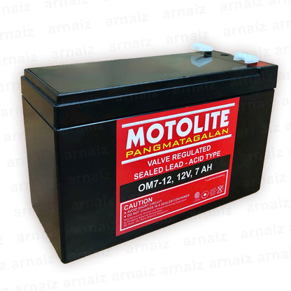 Motolite UPS Battery 12V 7Ah 20hr OM7-12 12 Volts 7 Ampere Rechargeable Back up Battery 12v 7.2Ah