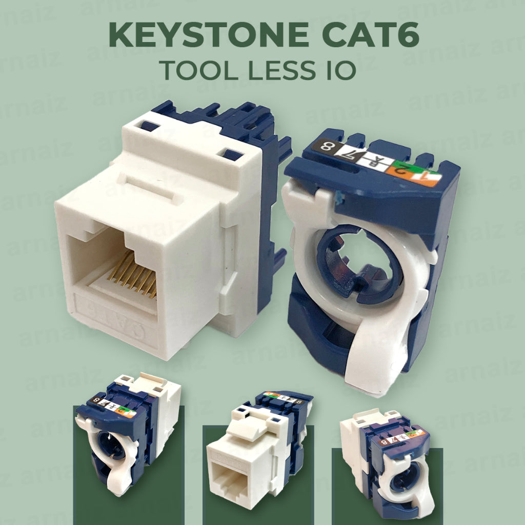 CAT6 IO Keystone Tool Less Tool Free Jack Connector Module RJ45 UTP Mo ...