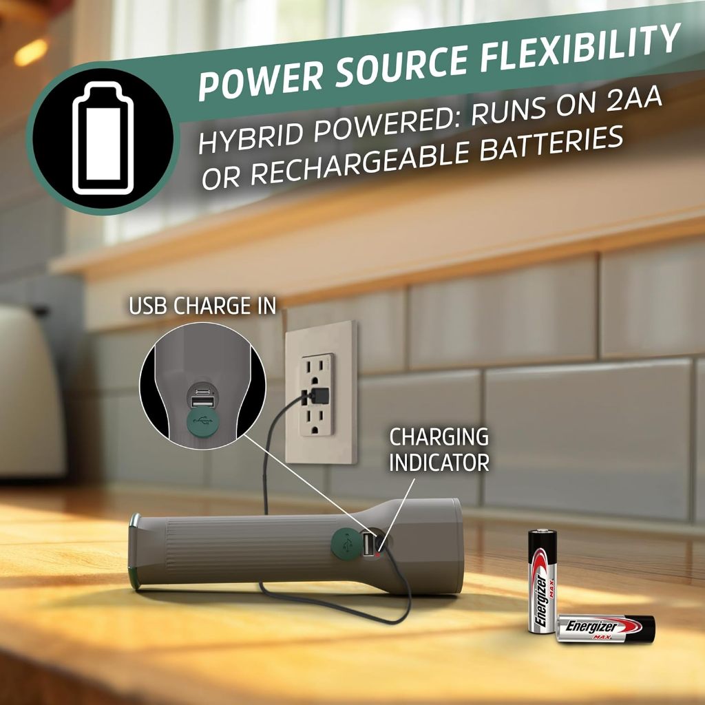 Energizer YSHH21 Hybrid Solar Handheld Flashlight Rechargeable LED Torch Light IPX4 Water Resistant