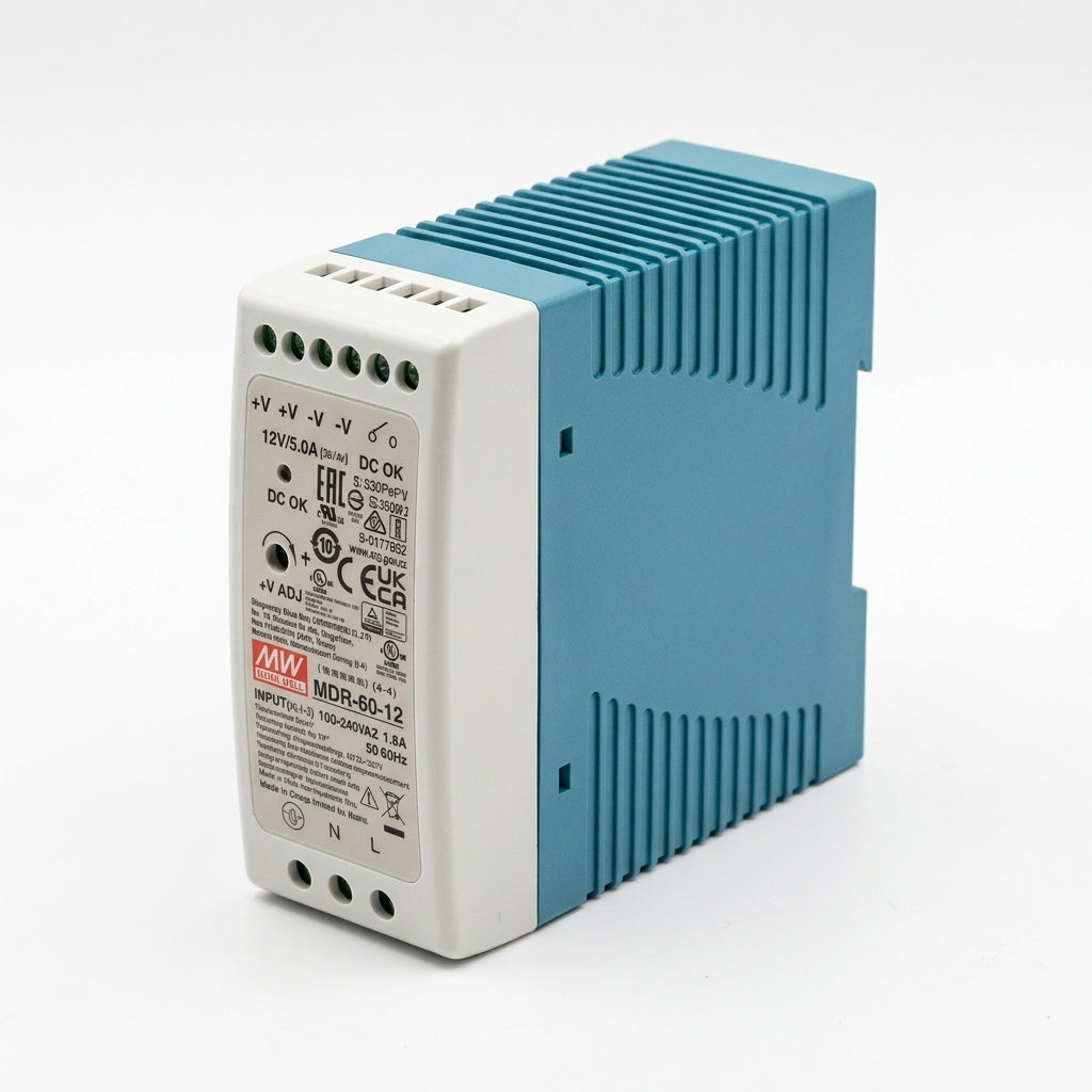 Mean Well MDR-60-12 Industrial DIN Rail Power Supply 12V DC 5A 60W Meanwell MDR-60 Series