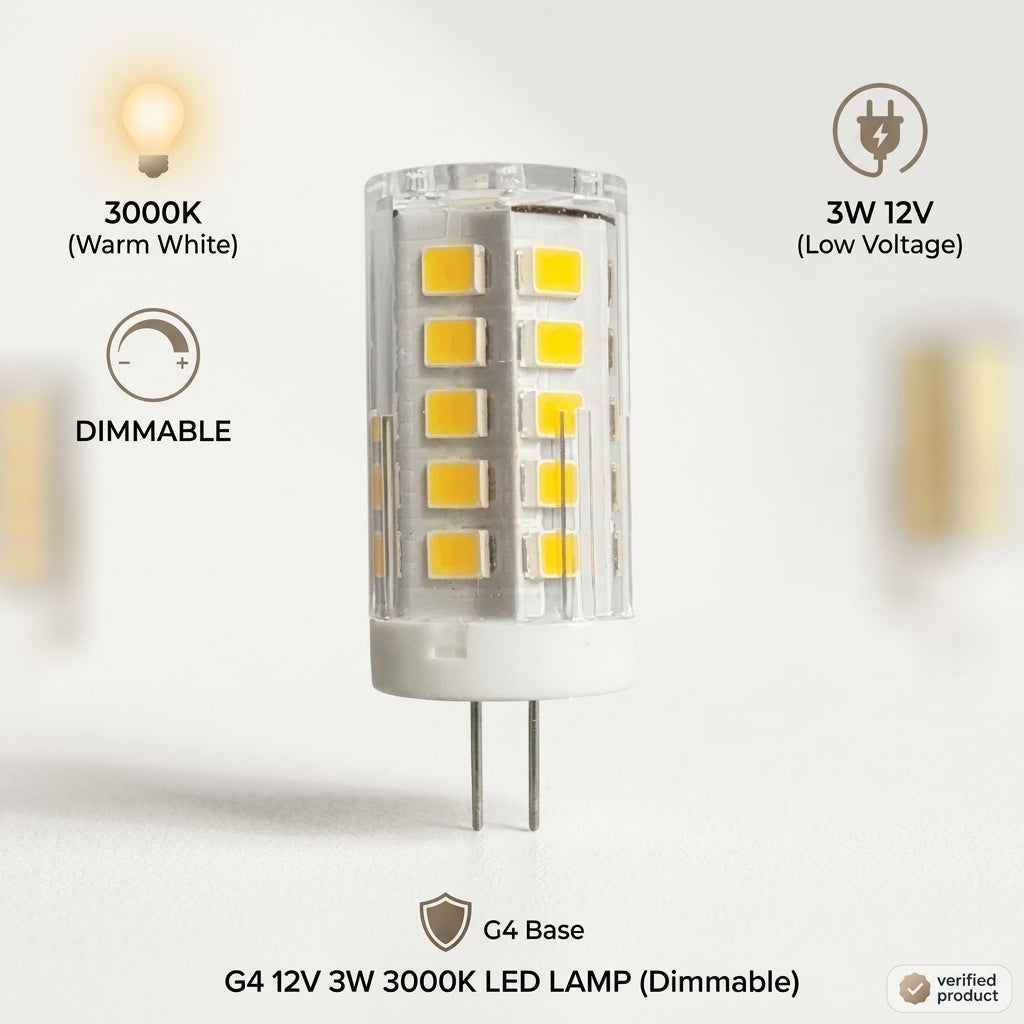 G4 LED Bulb 3W 12V Warm White 3000K Dimmable High Efficiency Bi-Pin Lamp for Chandeliers Cabinets