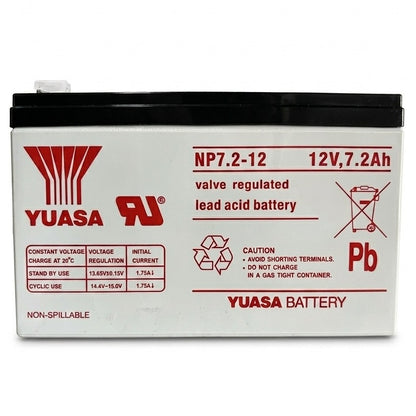 Yuasa 12V 7.2Ah UPS Battery NP7.2-12 12 Volts 7.2 Ampere Rechargeable Valve Regulated Lead Acid VRLA