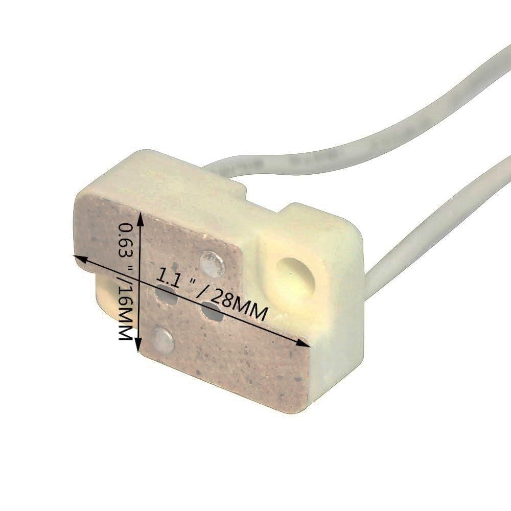 Rectangle Halogen Holder Socket Ceramic Base AWG20 200mm Extra Long Transparent Insulation Wire 20cm