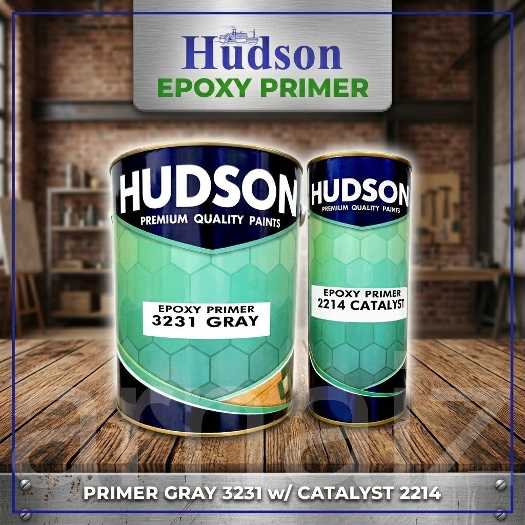 Hudson Epoxy Primer Gray H-3231 4L with Catalyst H-2214 1L Set Heavy Duty Metal Base Coating