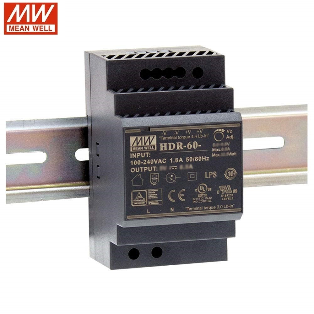MEAN WELL HDR-60-24 Ultra Slim Step Shape 3SU DIN Rail 60W 24V Power Supply 24 Volt 60 Watt Meanwell