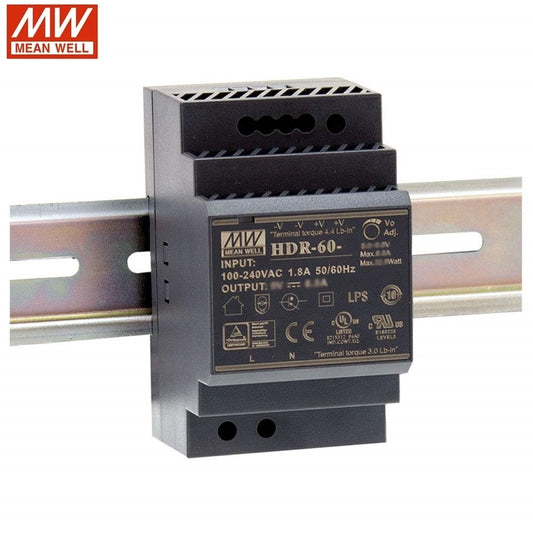 MEAN WELL HDR-60-24 Ultra Slim Step Shape 3SU DIN Rail 60W 24V Power Supply 24 Volt 60 Watt Meanwell