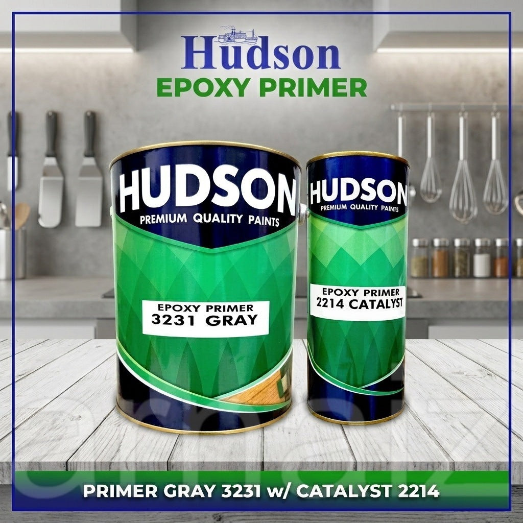Hudson Epoxy Primer Gray H-3231 4L with Catalyst H-2214 1L Set Heavy Duty Metal Base Coating