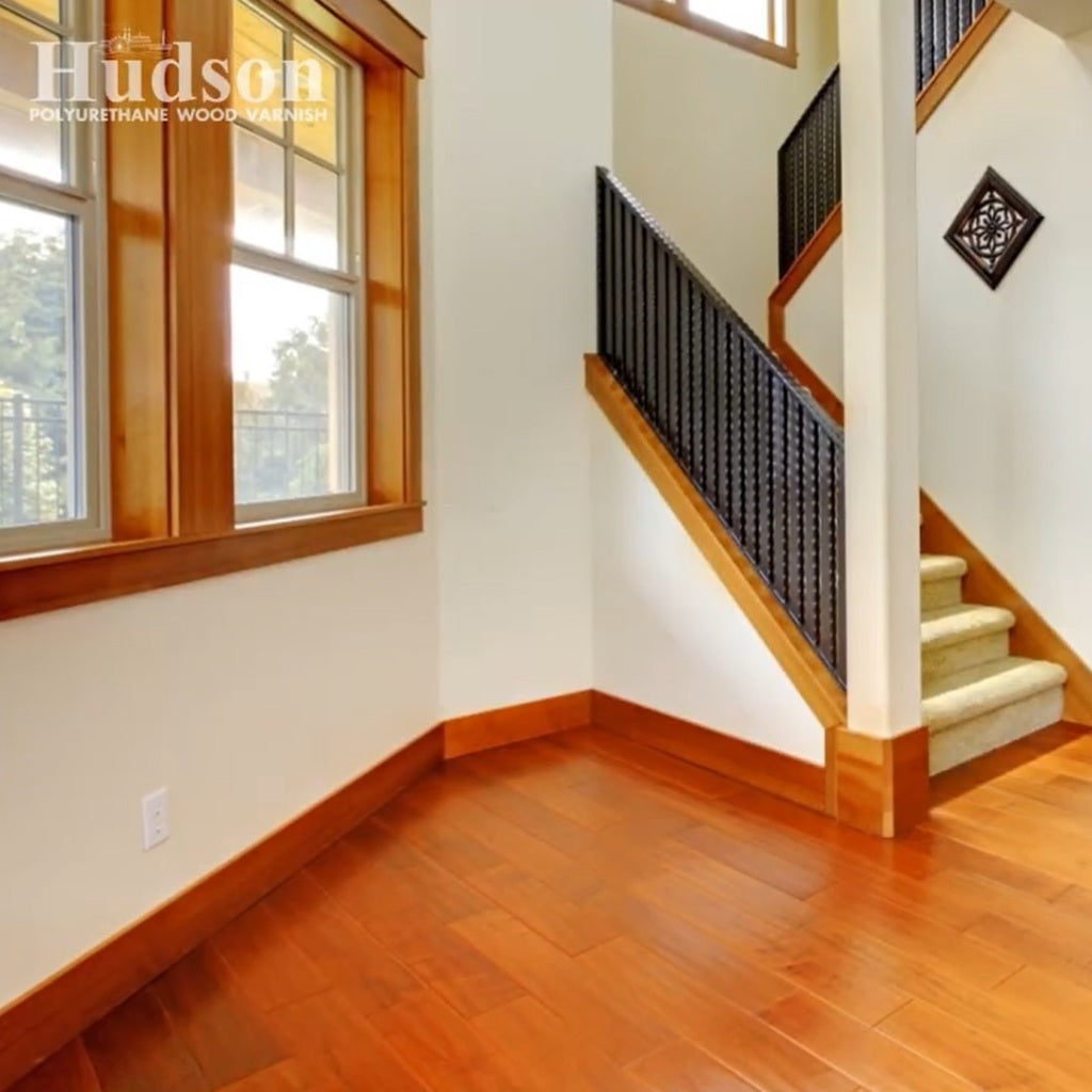 Hudson Polyurethane Floor Varnish Topcoat 4 Liters with Catalyst PU Top Coat Wood Cabinet 4 L 4L