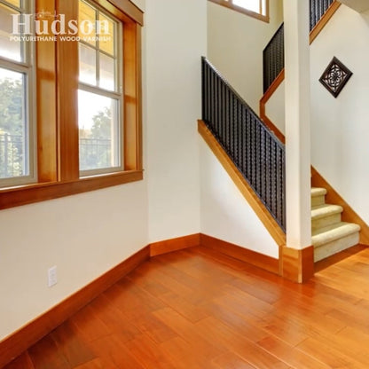 Hudson Polyurethane Floor Varnish Topcoat 4 Liters with Catalyst PU Top Coat Wood Cabinet 4 L 4L