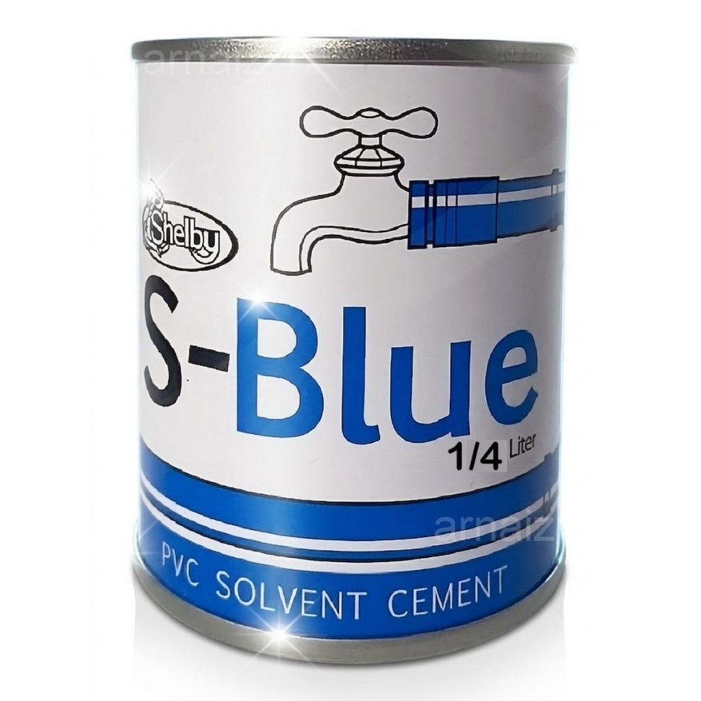 S-Blue PVC Solvent Cement Adhesive 1/4 Liter L 250mL SBlue Shelby S17 Strong Plastic Pipe Fittings