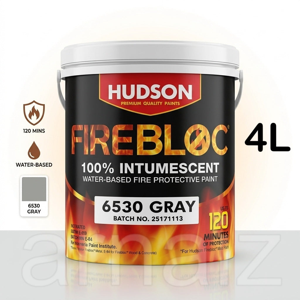Hudson FireBloc 6530 Gray 4L Water-Based Fire Protective Paint 100% Intumescent