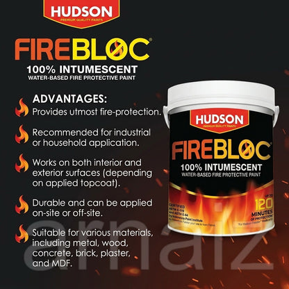 Hudson FireBloc 6530 Gray 16L Water-Based Fire Protective Paint 100% Intumescent