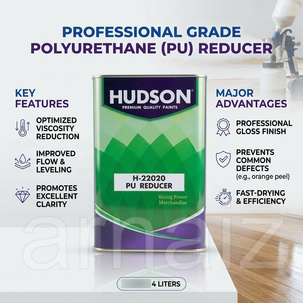 Hudson H-22020 PU Reducer 4L Premium Thinner for Floor Varnish & Paints Pro Quality High Gloss