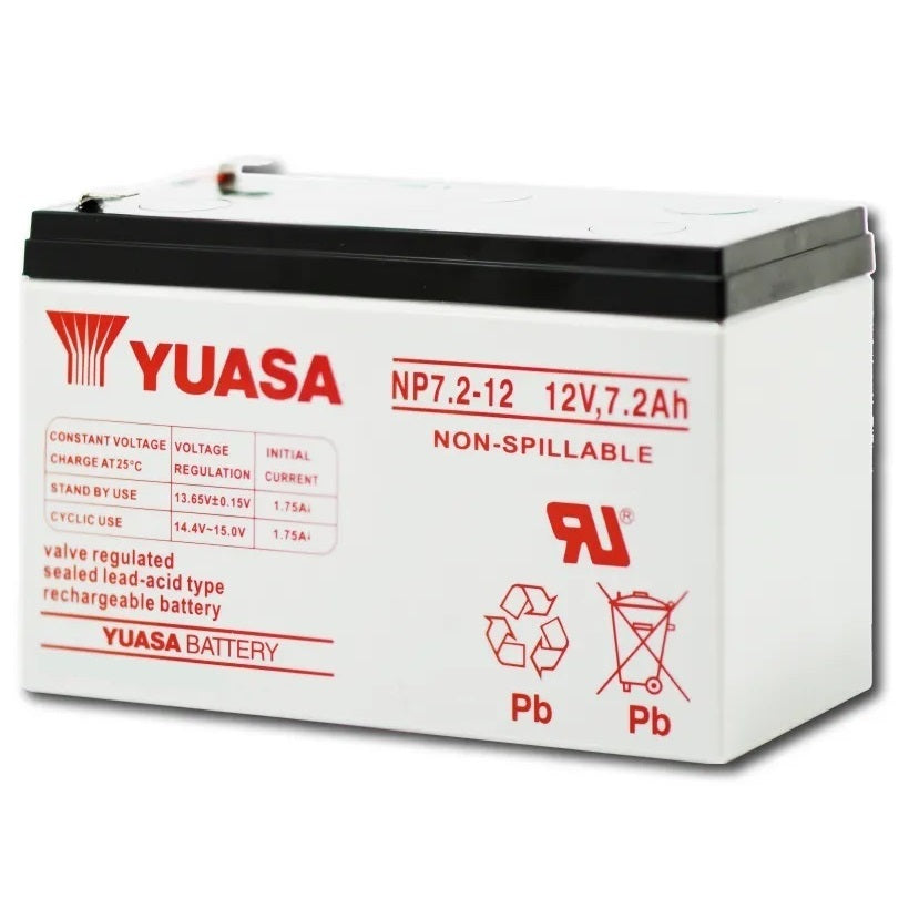 Yuasa 12V 7.2Ah UPS Battery NP7.2-12 12 Volts 7.2 Ampere Rechargeable Valve Regulated Lead Acid VRLA